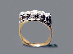 Filigree Diamond Ring, 14k white & yellow gold